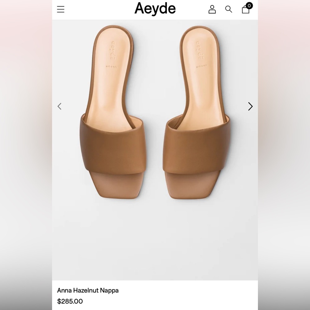Aeyde Anna Hazelnut Nappa Slip On Sandal - Women’s size 40/9